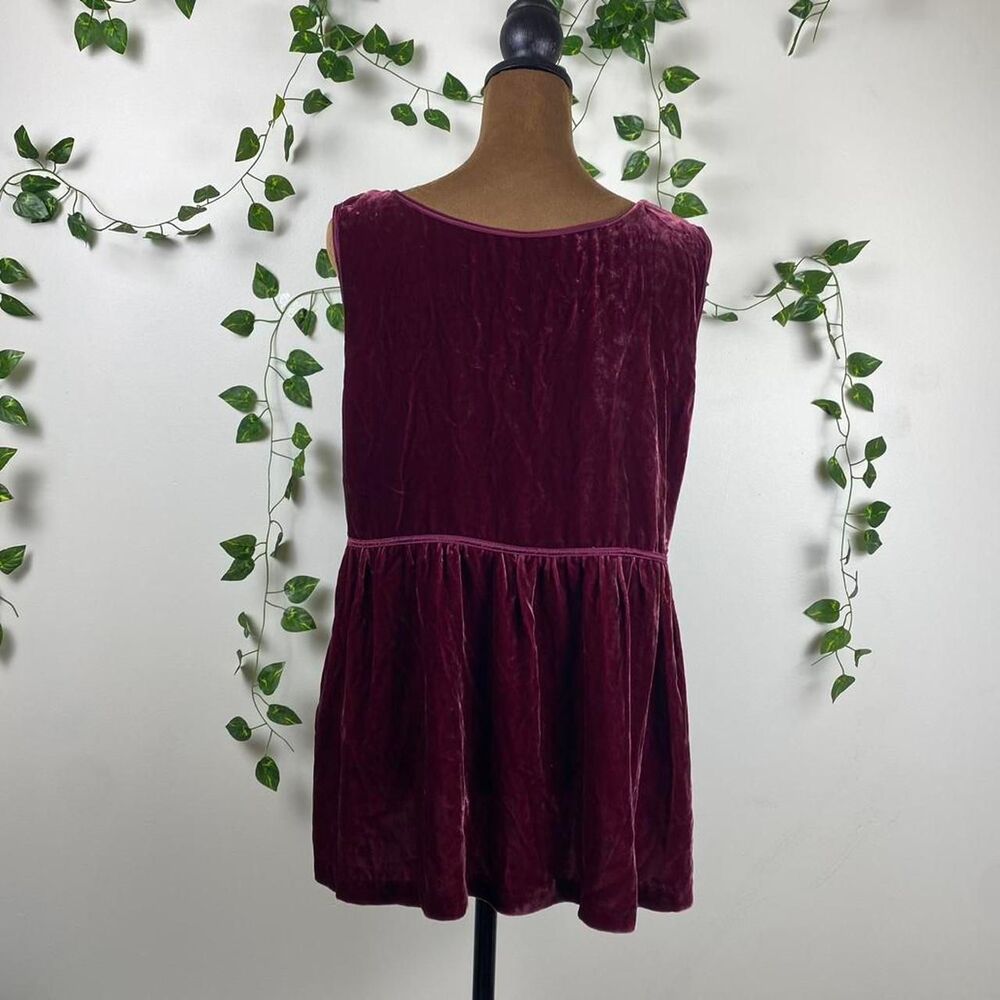 size L-XL Burgundy velvet babydoll top sleeveless v-neck whimsigoth witchy - Picture 3 of 6